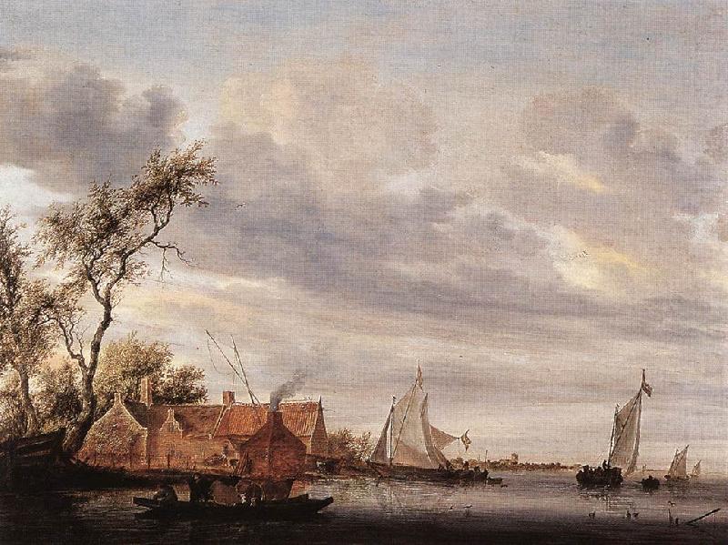 RUYSDAEL, Salomon van River Scene with Farmstead a china oil painting image